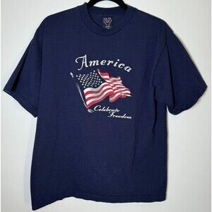 Vintage USA T Shirt‎ Mens Medium 90s Made in USA Celebrate Freedom American Flag